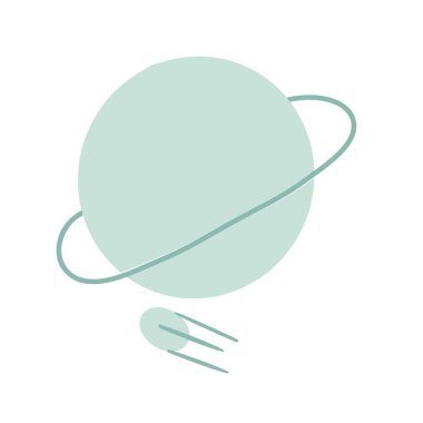 Gezegen ve uydu pozit vektör tasarımı beyaz arkaplan izole İskandinav boho tasarımı pembe renk konsept tasarımı bebek bakıcılığı çocuk karikatür çizim çizim uzay keşfi