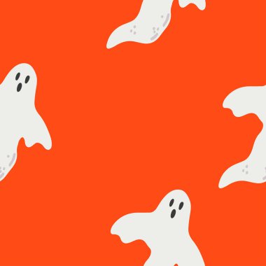 Tatlı hayaletler cadılar bayramı kusursuz desen. Basit ürkütücü karakterli arka plan ya da korkunç hayalet canavarlar. Cadılar Bayramı turuncu desenli kağıt kumaş tasarım vektörü paketleyen çocuklar için