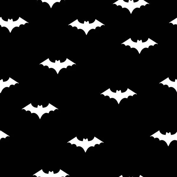 无缝隙的背景与蝙蝠 矢量图解 白色在黑色背景的光环之间怪异的巫术唾液魔法无缝图案质感简约的风格 — 图库矢量图片
