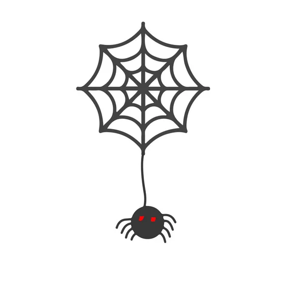 Espeluznante Araña Espeluznante Web Con Ojos Rojos Halloween Concepto Arte — Archivo Imágenes Vectoriales