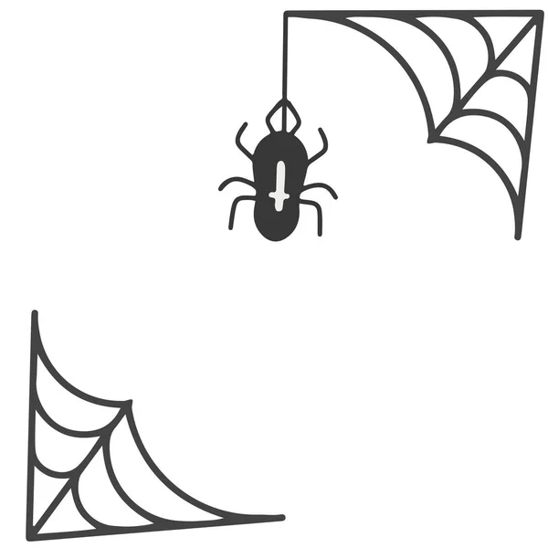 Spider Web Διάνυσμα Απομονωμένη Εικόνα Λευκό Φόντο Τρομακτικό Απόκριες Σχεδιασμό — Διανυσματικό Αρχείο