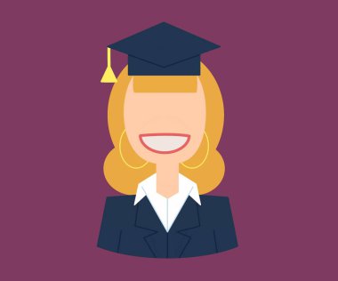 Sarışın kız öğrenci mezuniyet resmi - mezuniyet ikonu