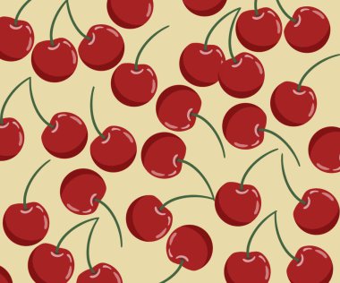 Sulu kırmızı kirazlı yaz şablonu