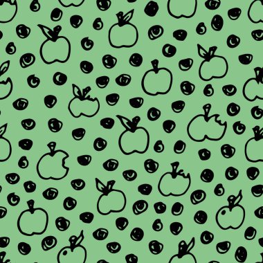 Yeşil karalama polka nokta elma desenli iz arkaplanı