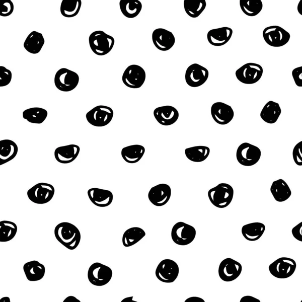 Noir et blanc doodle motif à pois fond d'impression — Image vectorielle