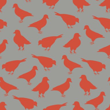 Gri arkaplan desenli turuncu güvercinler