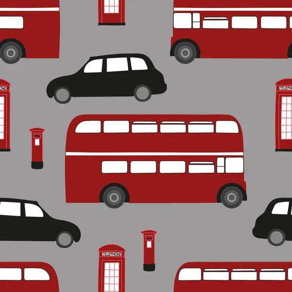 Grey London busy street background pattern print — Stock Vector