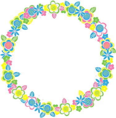 Çiçeklerin vektör yuvarlak çerçevesi, resim çerçeveleri ve kartpostallar için uygun 