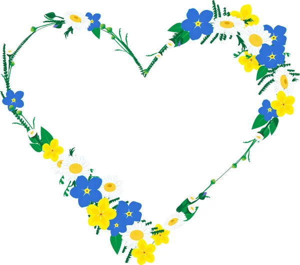 Vektorrahmen Herzform Aus Blumen — Stockvektor