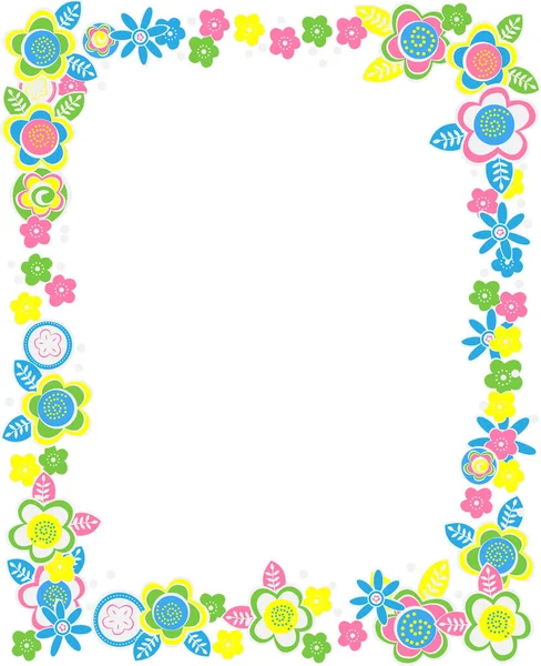 Vector Rectangular Frame Flowers Pastel Colors — Stock Vector