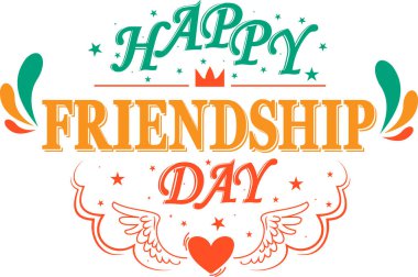 Arkadaşlık günü için vektör tebrik kartı ve beyaz arkaplanda bir başlık 