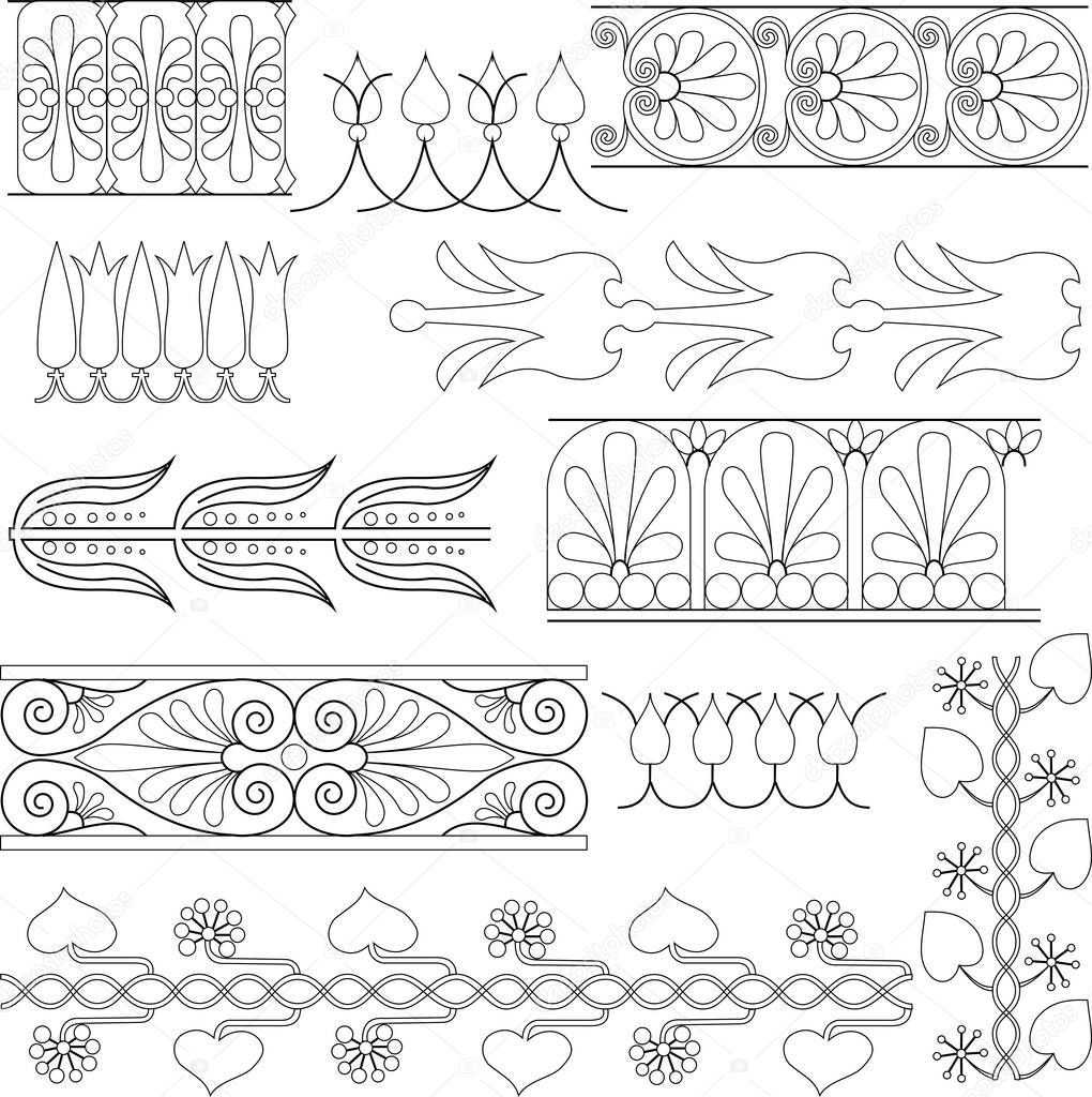 .Vector patterns of plant suitable for the creation of a framework and also as patterns for Wallpaper and skirting boards, as ornaments on clothing and furniture 