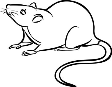 Kemirgen silueti simgesi, siyah ve beyaz çizgilerle çizilmiş fare  