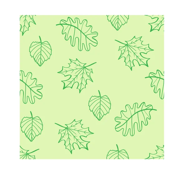 画有枫树 橡木和菩提树叶的矢量背景图案 色泽柔和 适于在织物 纸张上印刷 — 图库矢量图片