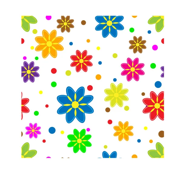 Vektor Hintergrundmuster Farbiger Blumen Auf Weißem Hintergrund — Stockvektor