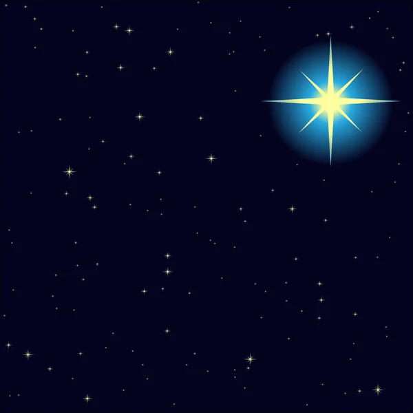 矢量星空图案背景 有明亮的大恒星 明信片背景 — 图库矢量图片