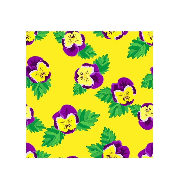Vektor Hintergrundmuster Auf Sommerthema Mit Violetten Blumen Auf Gelbem Hintergrund — Stockvektor