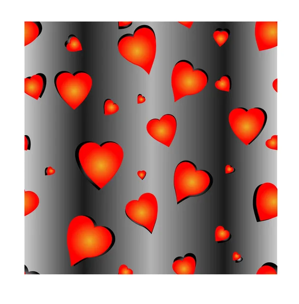 Vektormuster Hintergrund Mit Roten Herzen Auf Grauem Hintergrund Geeignet Für — Stockvektor
