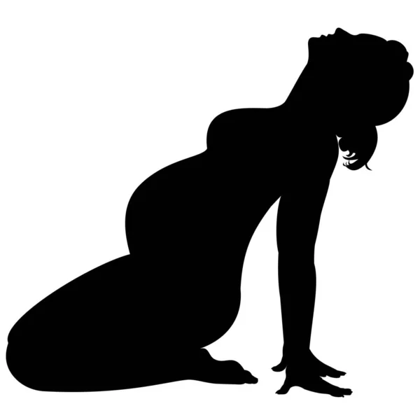 Vector Tekening Silhouet Van Een Zwangere Vrouw Doen Yoga Yoga Stockvector