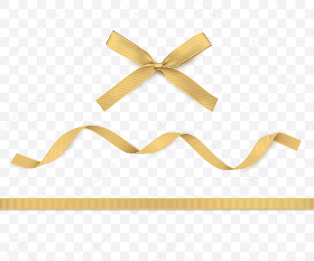 Gold Ribbon and Bow isolated.