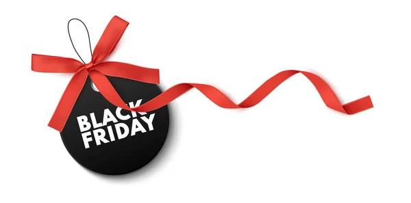 Black Friday venda etiqueta com arco vermelho. — Vetor de Stock