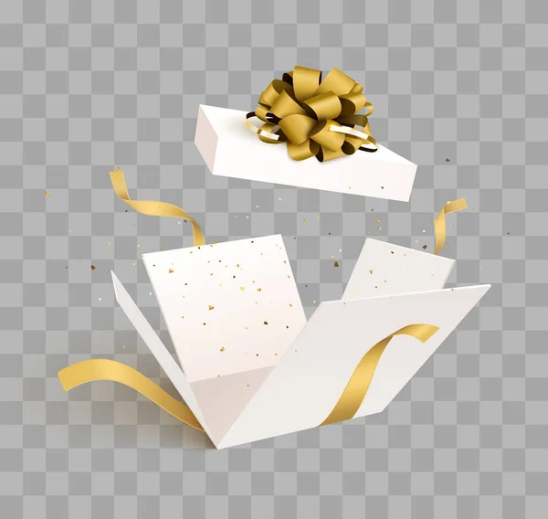 Boîte cadeau ouverte avec confettis — Image vectorielle