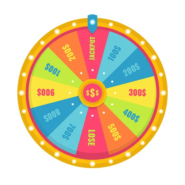 Glücksrad Vector Lucky Roulette Illustration Online Casino Konzept — Stockvektor