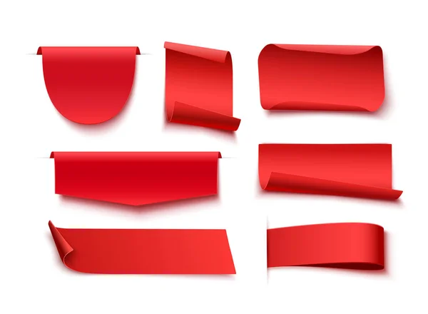Piros Üres Címkék Címkék Vagy Jelvények Fehér Alapon Vannak Elkülönítve — Stock Vector