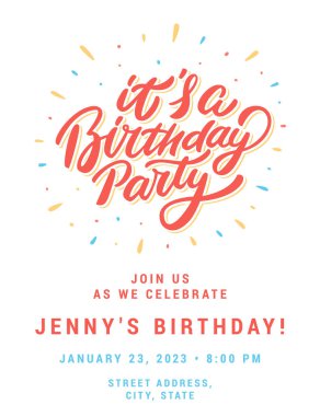 Doğum günü partisi. Doğum günü davet şablonu.