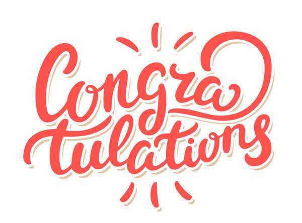 - Поздравляю. Векторная рукописная карточка. Векторная иллюстрация.