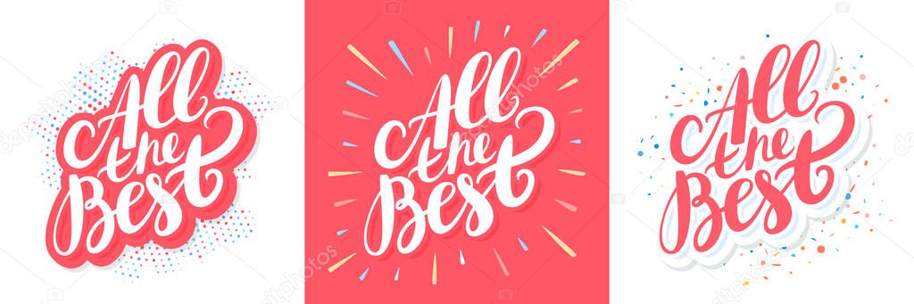 All the best. Farewell cards. Vector lettering banners set.