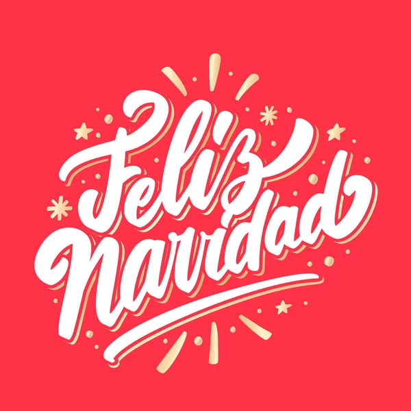 Buon Natale in spagnolo, Feliz Navidad. Carta da lettere scritta a mano vettoriale. — Vettoriale Stock
