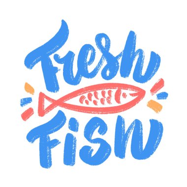 Fresh Fish. Vector handwritten lettering sign.