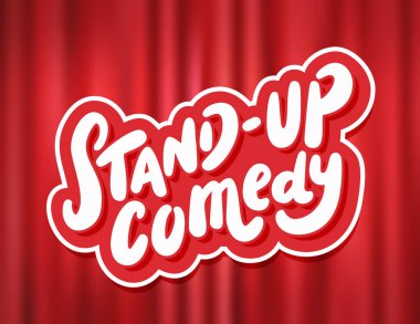 Stand-up komedisi. Vektör el yazısı afişi.