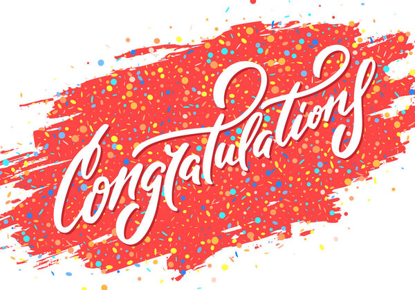 Congratulations. Vector handwritten lettering card.