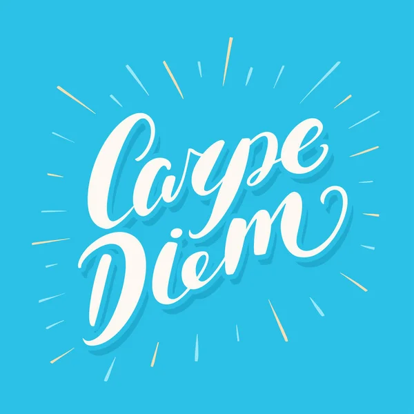 Carpe diem. Aforismo latino. Aprovecha el día. Vector escrito a mano. — Archivo Imágenes Vectoriales