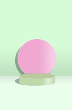 Açık söğüt yeşili Pastel geometrik arkaplan üzerinde leylak dairesi ile duruyor