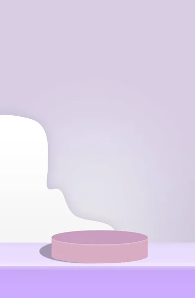 Empty mauve cylindrical podium for presentation cosmetics on lilac background — Stock Photo, Image