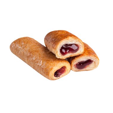 Beyaza izole edilmiş dut reçeli dolu puf börekleri