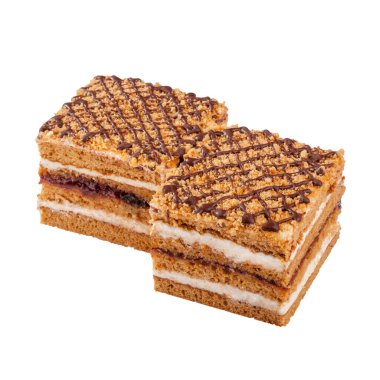 Kremalı ballı pasta ve üzerine beyaz çikolatalı reçel.