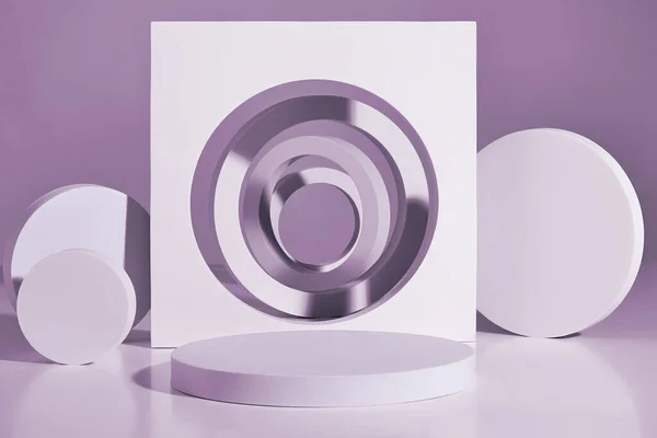 Design de pódio abstrato para exibição de produto de formas geométricas em cinza — Fotografia de Stock