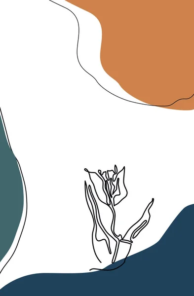 Abstrakt illustration med enkel obruten linje ritning av tulpan — Stockfoto