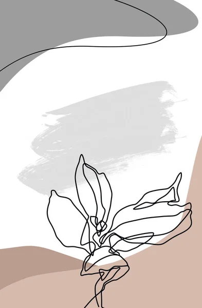 Doodle drawing in single continuous line of abstract blossoming flower — Stock Photo, Image