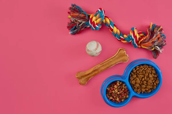 Brinquedos Corda Multicolorida Bola Comida Seca Osso Acessórios Para Jogar — Fotografia de Stock
