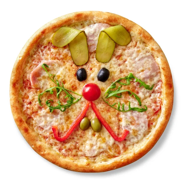 Köstliche Dünne Pizza Für Kinder Mit Schinken Und Mozzarella Käse — Stockfoto
