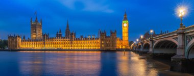 Westminster Sarayı ve Big Ben 'in panoramik manzarası