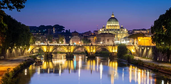 Ciudad Del Vaticano Roma Italia Hermosa Noche Vibrante Imagen Panorama — Foto de Stock