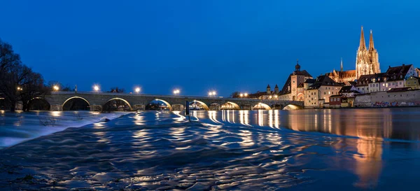 Ratisbona Invierno Con Catedral San Pedro Puente Piedra — Foto de Stock