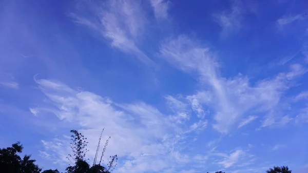 Der Morgenhimmel Mit Sanftem Sonnenlicht Das Von Dünnen Wolken Bedeckt — Stockfoto