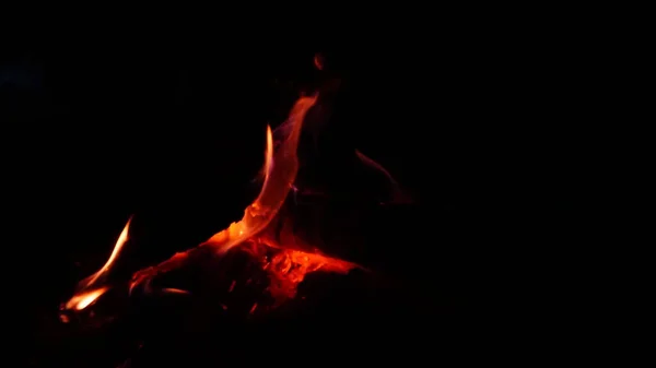 Feux Joie Allumés Nuit Réchauffant Hiver — Photo